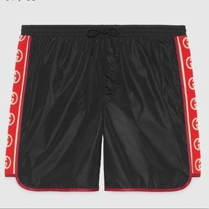 Gucci Black Nylon Swim Shorts with Logo